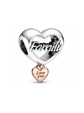 Charm de Plata 925 | Corazón 'Family' con Colgante 'Love You'