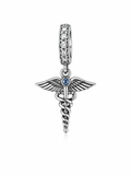 Charm de Plata 925 | Símbolo Caduceo y Cristales