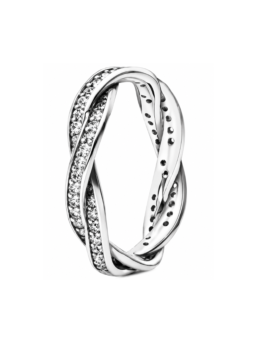 Anillo de Plata 925 Entrelazado con Circonitas - Bisutería Mujer
