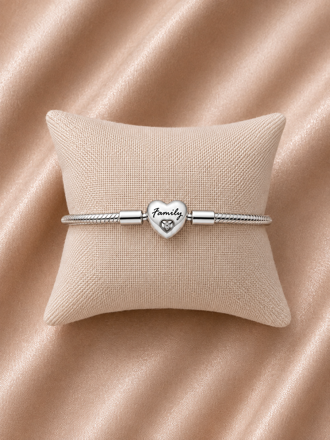 Pulsera de Plata 925 Corazón Familia - Bisutería Mujer Regalo