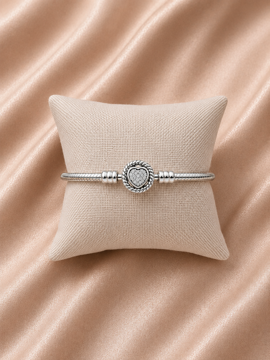 Pulsera de Plata 925 Corazón Circular - Bisutería Mujer