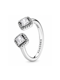 Anillo de Plata 925 Abierto con Doble Piedra - Bisutería Mujer