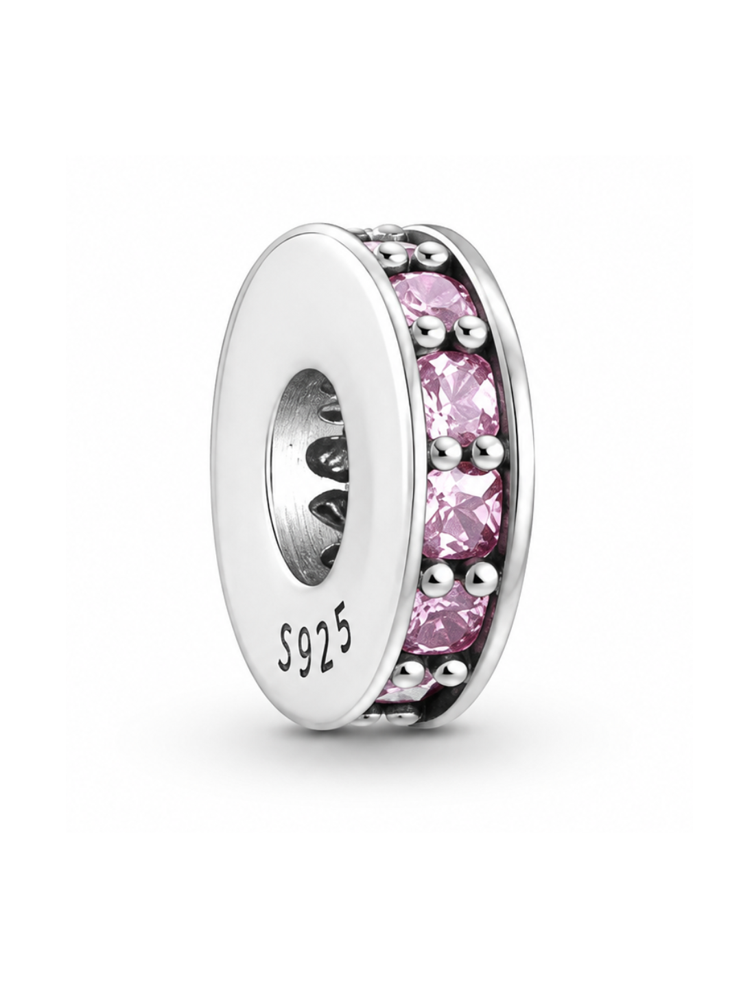 Abalorio Circular Morado Plata 925 - Dije para Pulsera