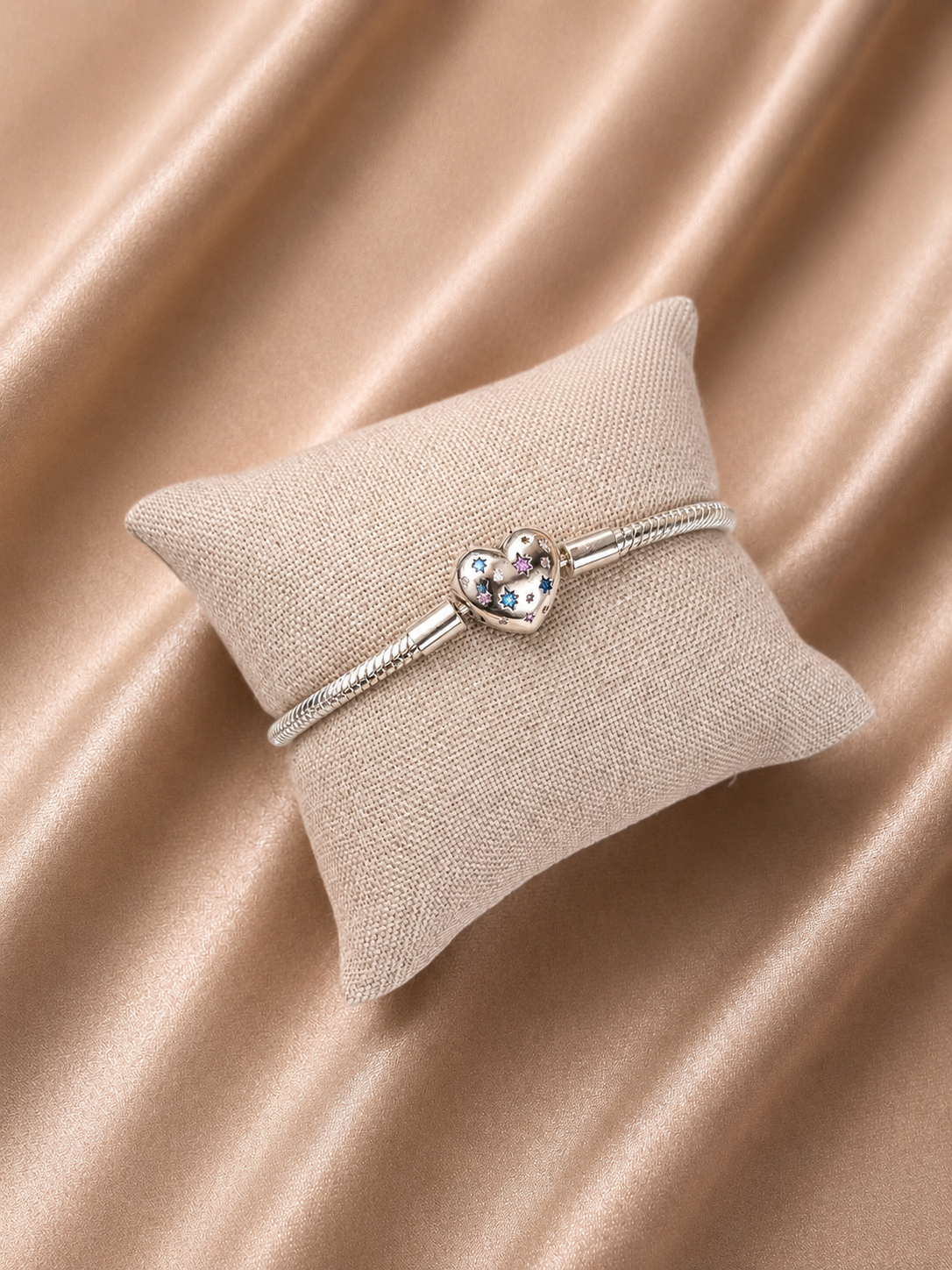 Pulsera de Plata 925 | Corazón con Estrellas de Colores