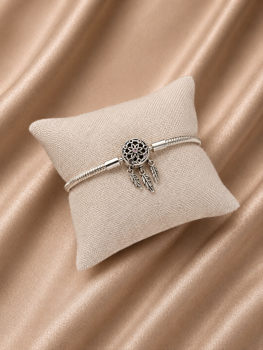 Pulsera de Plata 925 | Atrapasueños Atrapasueños con Piedras Lilas
