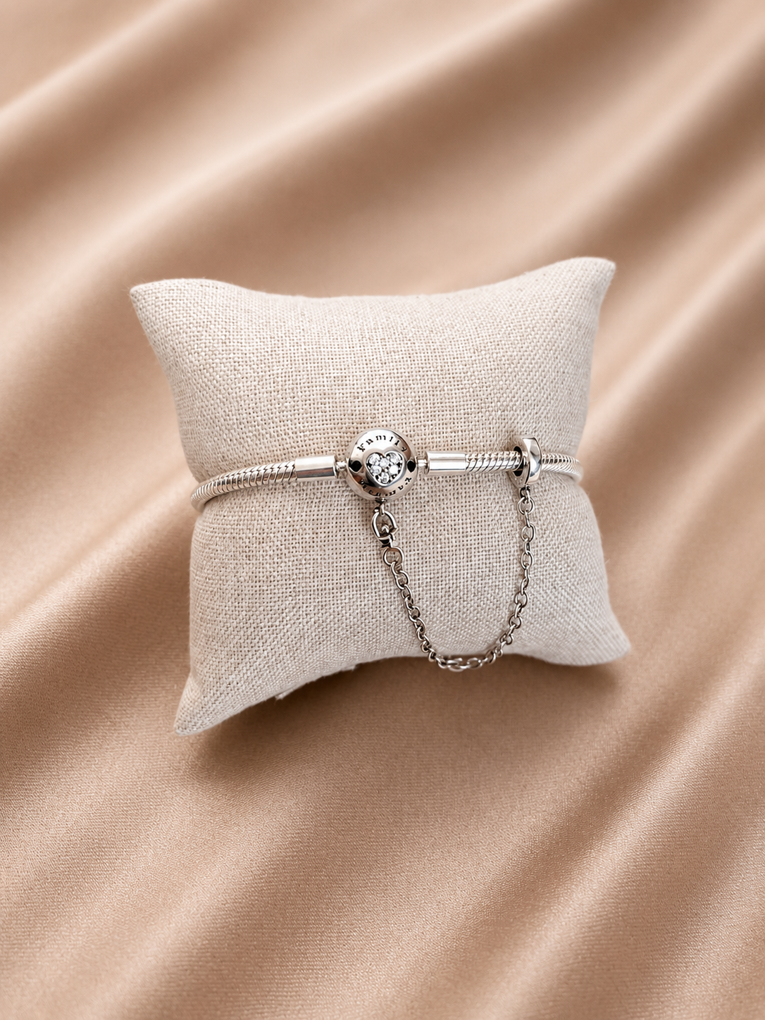 Pulsera de Plata 925 | Corazón con Cadena de Seguridad