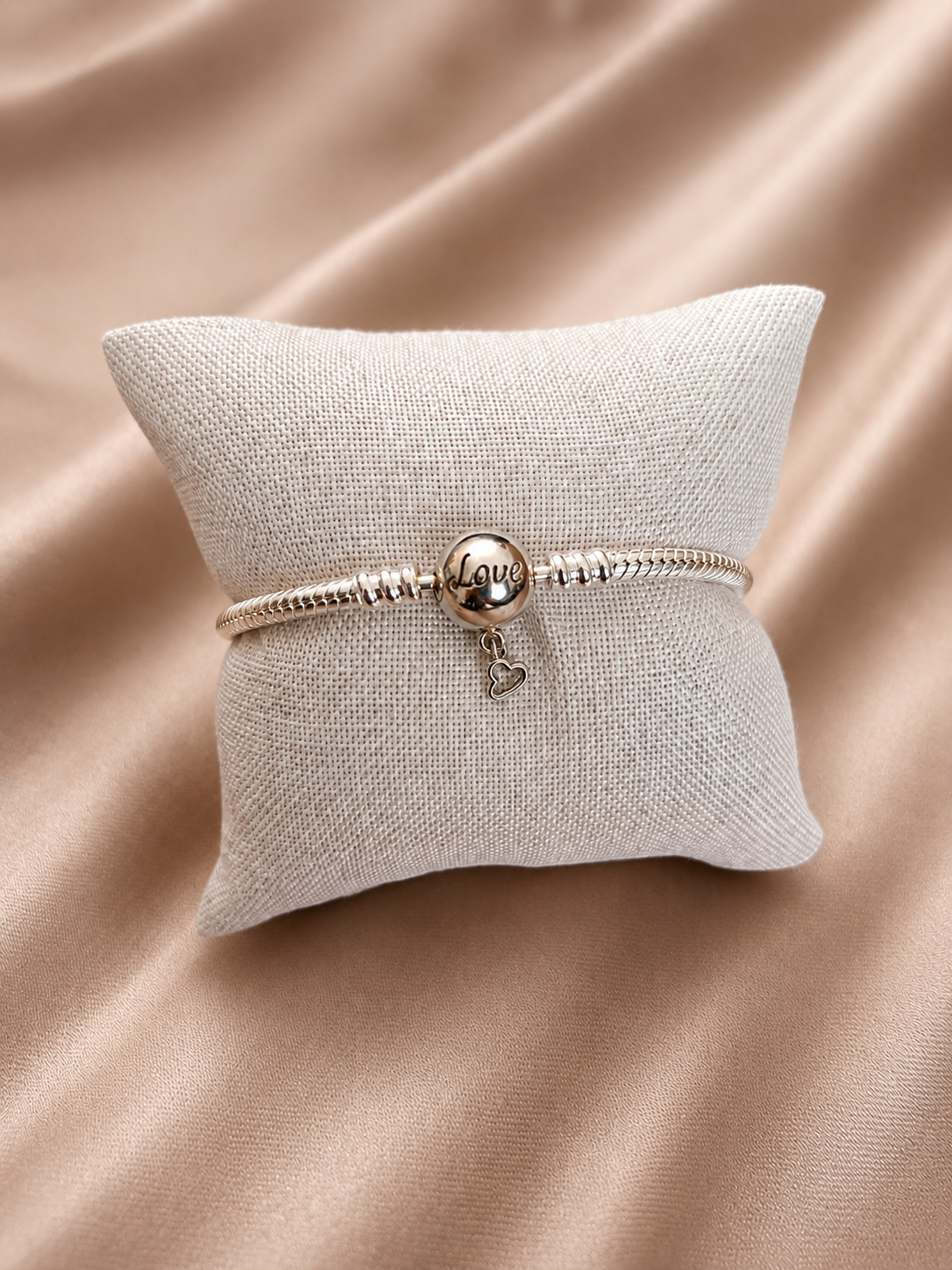 Pulsera de Plata 925 | Love con Corazón Colgante