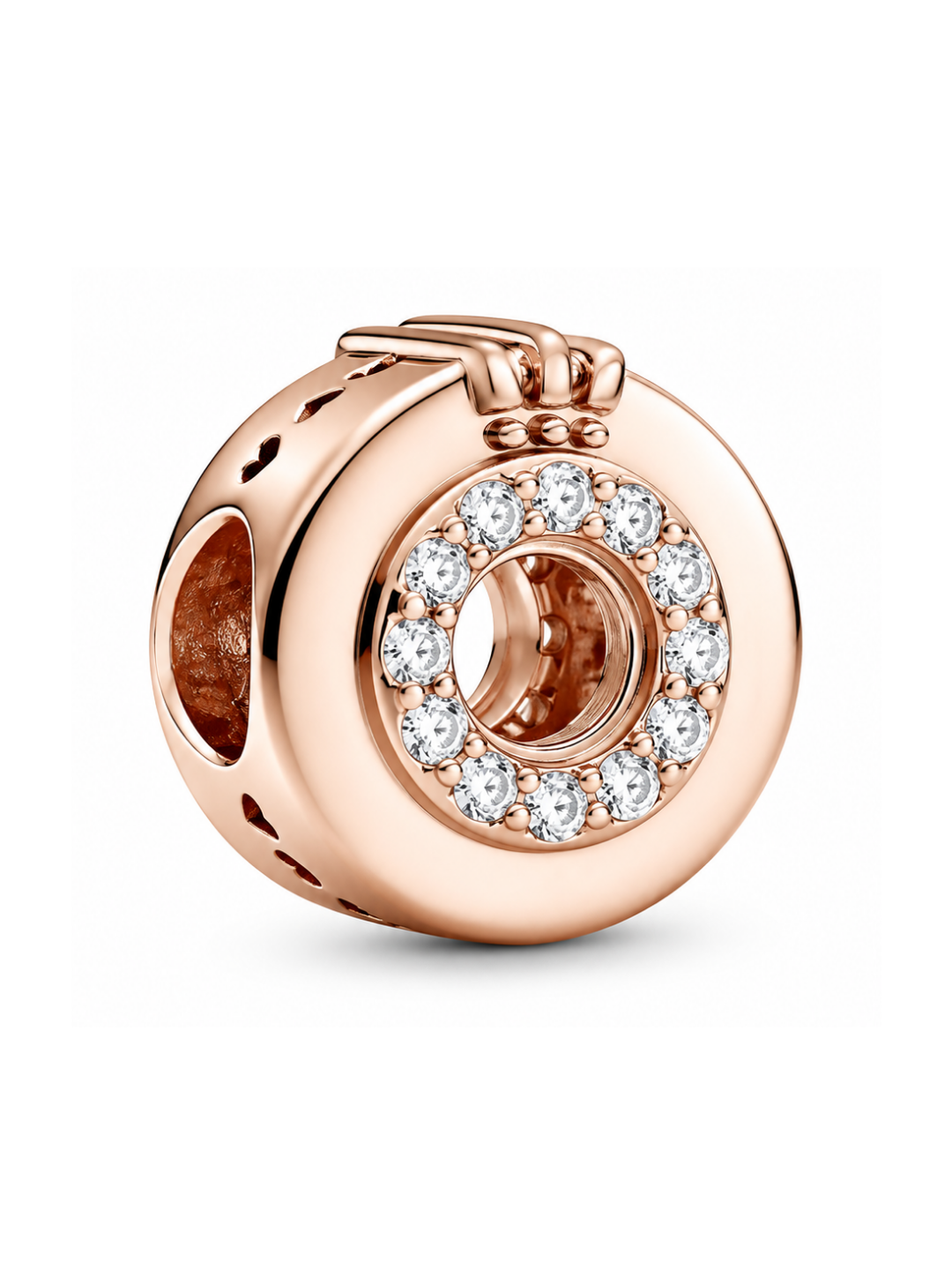 Charm de Plata 925 | Cilindro con Diamantes Golden Rose