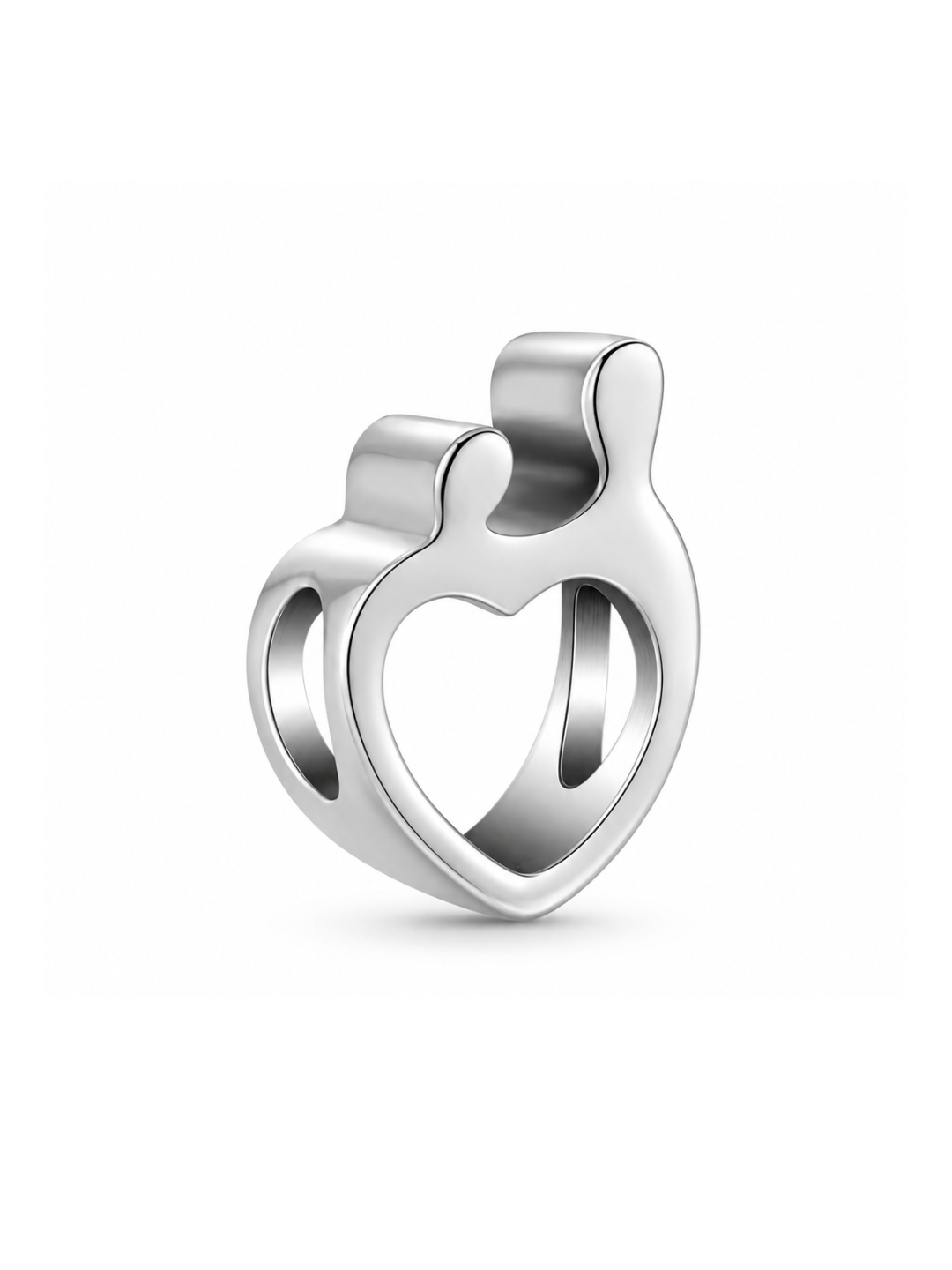 Abalorio Corazón Hueco Plata 925 - Dije para Pulsera